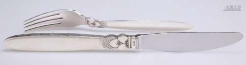 A DANISH STERLING SILVER KNIFE AND FORK