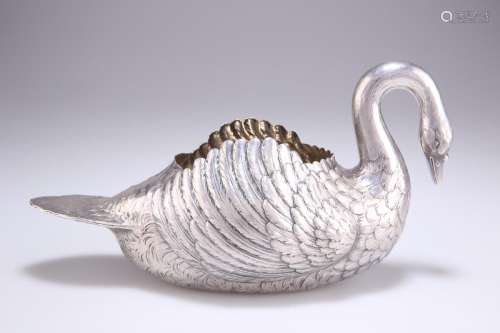 A FRENCH SILVER SWAN-FORM BOWL