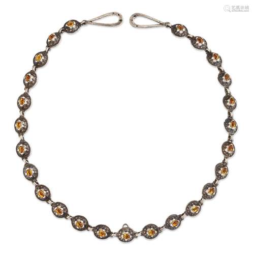 AN ANTIQUE PASTE LINK CHAIN NECKLACE