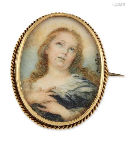 A 19TH CENTURY PORTRAIT MINIATURE BROOCH