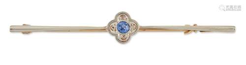 A SAPPHIRE AND DIAMOND BAR BROOCH