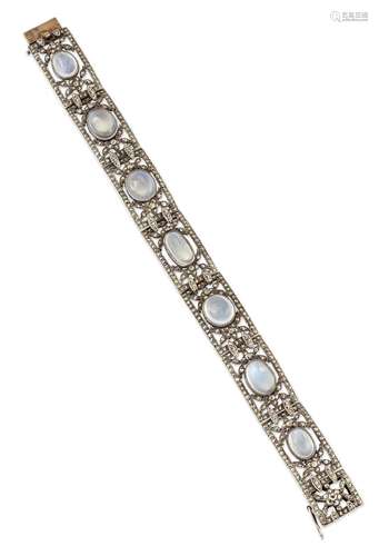 A MOONSTONE AND MARCASITE BRACELET