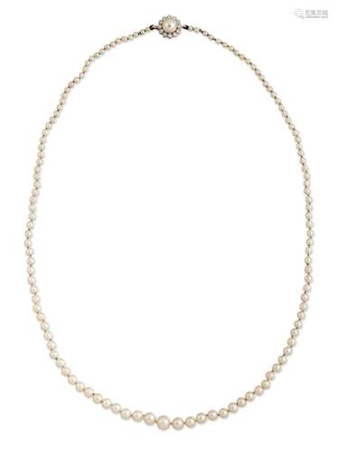 A CULTURED PEARL NECKLACE WITH AN 18 CARAT WHITE GOLD PEARL ...