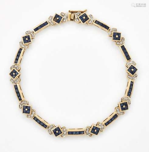 A SAPPHIRE AND WHITE PASTE BRACELET