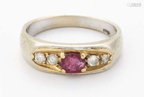 A RUBY AND DIAMOND RING