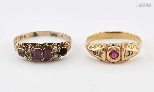 TWO VICTORIAN GEM-SET RINGS