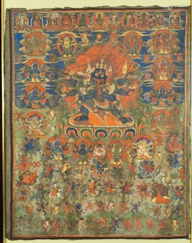 ﻿Vakrakila / Heruka<br />
Tibet ca 19° siècle<br />
Détrempe...