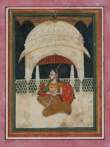 ﻿Femme dans un pavillon<br />
Inde, Rajasthan Kishangarh, ca...