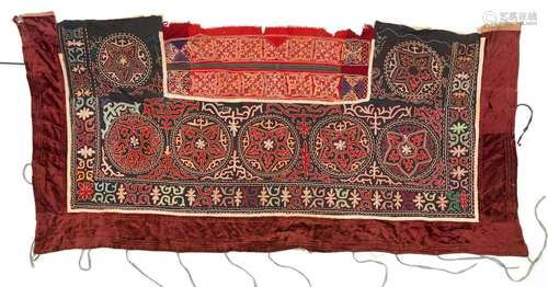 ﻿Textile ornemental brodé de yourte Kazakh<br />
Mongolie, p...