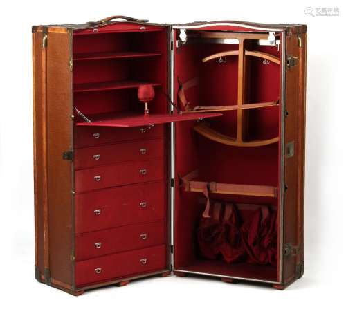 An early 20th century Madler Koffer wardrobe steamer trunk o...
