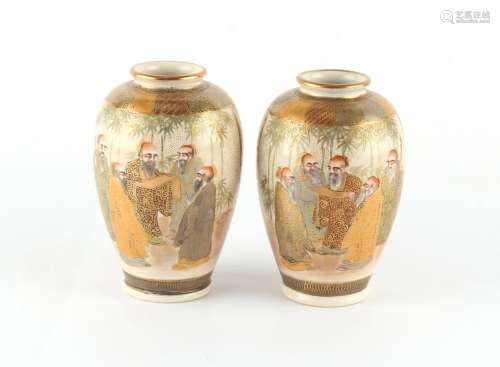 Property of a gentleman - a pair of Japanese Satsuma vases, ...