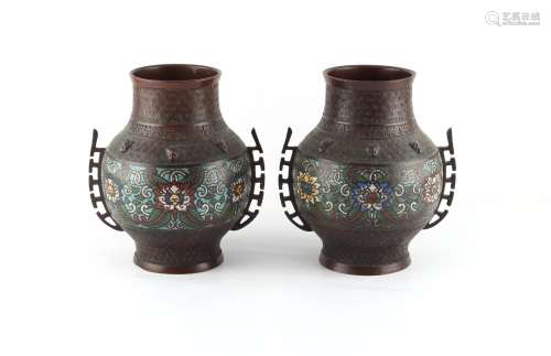 Property of a deceased estate - a pair of Japanese bronze &a...