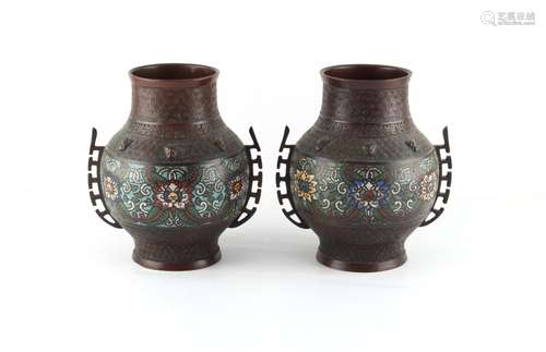 Property of a deceased estate - a pair of Japanese bronze &a...