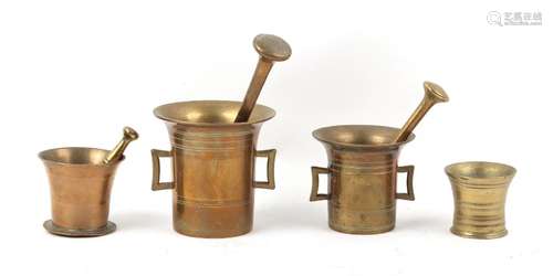 Property of a deceased estate - four bronze mortars and thre...