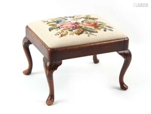 Property of a lady - an 18th century oak stool with cabriole...