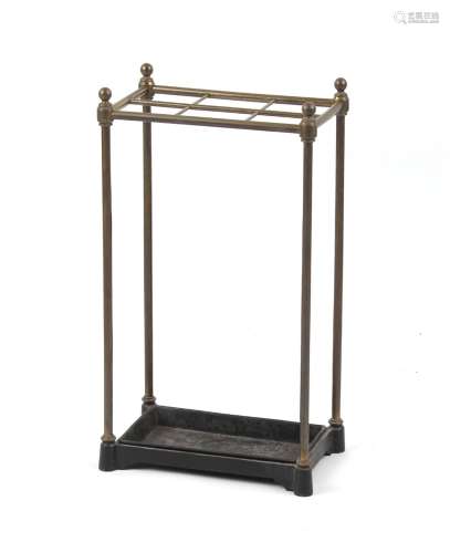 Property of a lady - a brass six division stick stand, 12.8i...