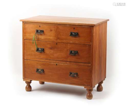 Property of a lady - an Edwardian satin walnut chest of two ...