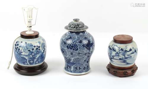 Property of a deceased estate - three Chinese blue & whi...