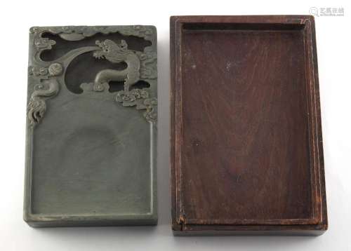 A Chinese carved duan inkstone, late 19th / early 20th centu...