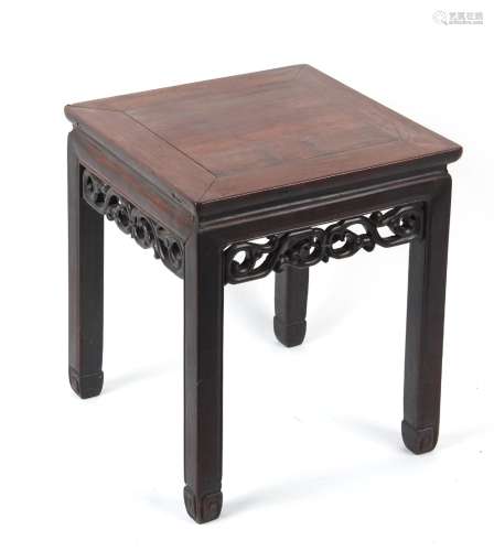 A late 19th century Chinese hongmu table with carved frieze,...