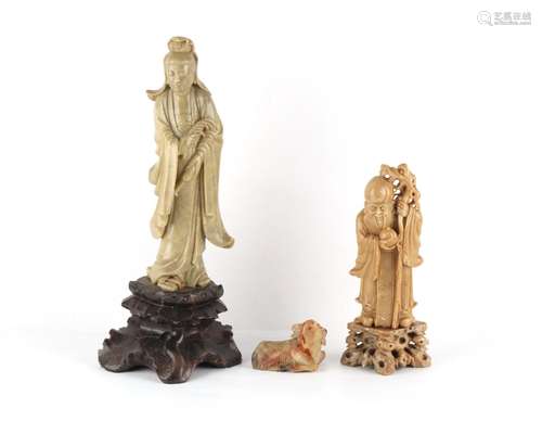 Property of a lady - a Chinese carved soapstone figure of Gu...