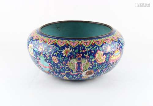 A Chinese Canton enamel bowl or cover, Jiaqing, early 19th c...