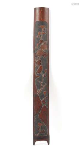 A Chinese carved bamboo long panel, late 19th / early 20th c...