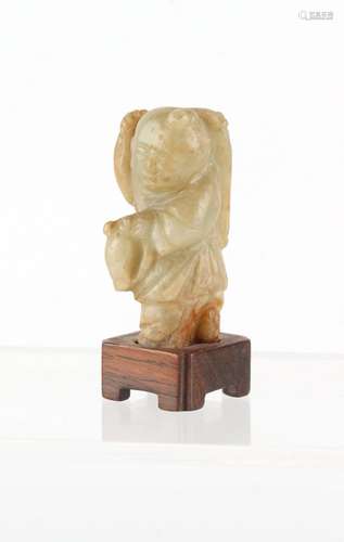 Property of a lady - a small Chinese carved celadon jade pen...