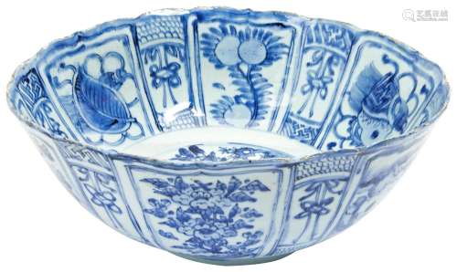 LARGE BLUE AND WHITE 'KRAAK' BOWL WANLI PERIOD (1573...