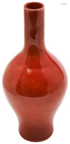 CORAL-RED BALUSTER VASE LATE QING DYNASTY covered in a a mot...