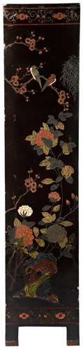 FOUR FOLD LACQUER SCREEN QING DYNASTY, 19TH CENTURY decorate...