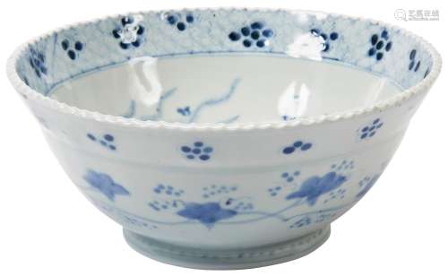 JAPANESE BLUE AND WHITE IMARI BOWL LATE EDO PERIOD painted w...