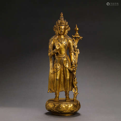 GILT BRONZE BUDDHA STATUE OF THE QING DYNASTY, CHINA