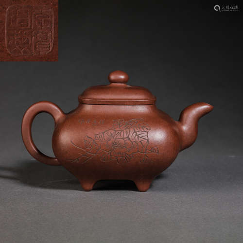 CHINESE QING DYNASTY PURPLE SAND POT