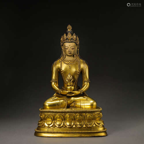 GILT BRONZE BUDDHA STATUE, QING DYNASTY, CHINA