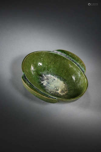 CHINESE HAN DYNASTY GREEN GLAZED EAR CUP