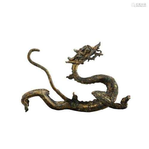 CHINESE TANG DYNASTY GILT BRONZE DRAGON