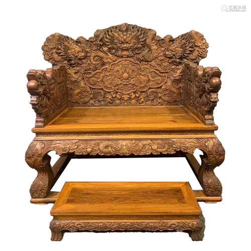 CHINESE MING DYNASTY HUANGHUALI DRAGON PATTERN CHAIR