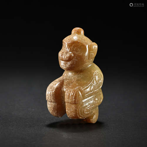 CHINESE HAN DYNASTY HETIAN JADE CHARACTER ACCESSORIES