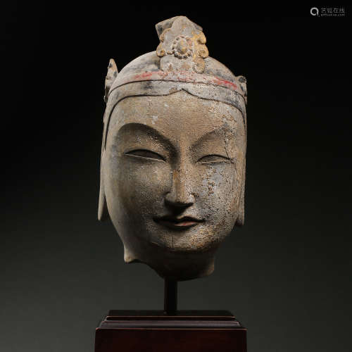 CHINESE TANG DYNASTY STONE CARVED BUDDHA HEAD