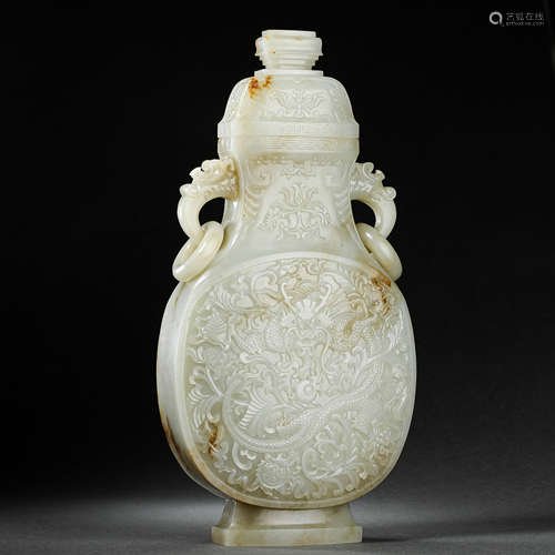 CHINESE QING DYNASTY HETIAN JADE AMPHORA