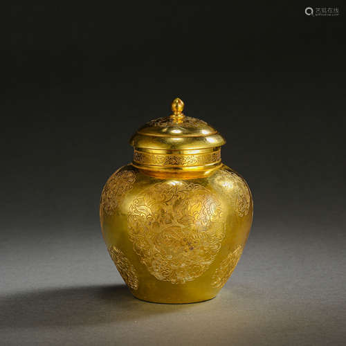 CHINESE TANG DYNASTY PURE GOLD LID JAR (SUPPORT TESTING)