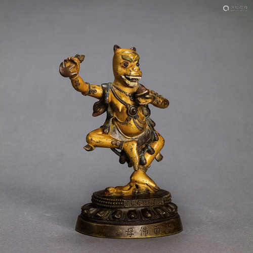 CHINESE QING DYNASTY COPPER MUD GOLD SIX PIN BUDDHA