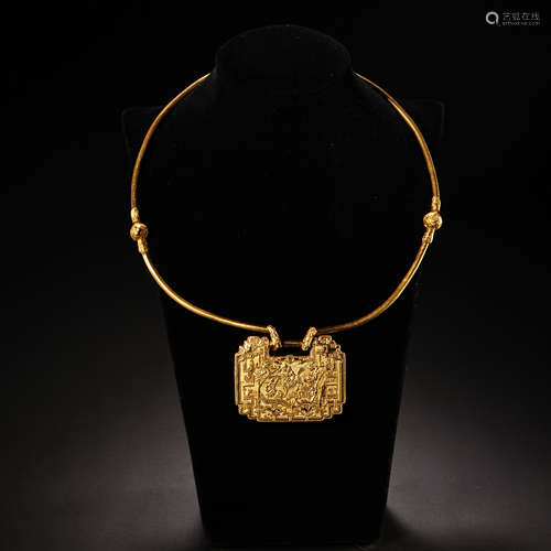 PURE GOLD LOCK, QING DYNASTY, CHINA (SUPPORT TESTING)