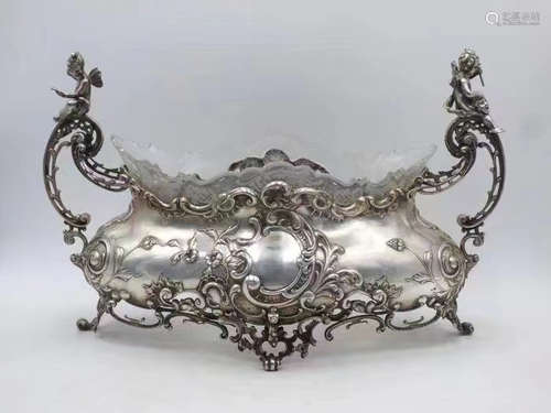 NINETEENTH CENTURY SILVER FRUIT PLATE