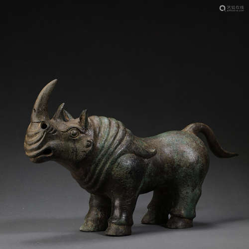 CHINESE HAN DYNASTY BRONZE RHINOCEROS