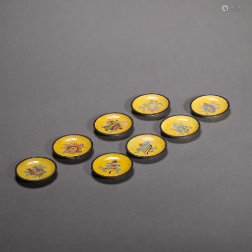 A GROUP OF CHINESE QING DYNASTY COPPER TIRE ENAMEL PLATES
