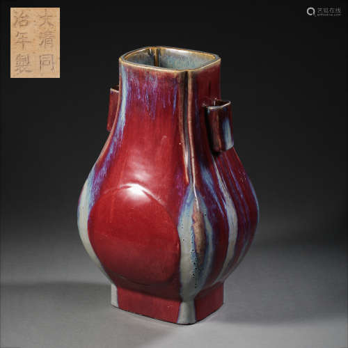 CHINESE QING DYNASTY VARIABLE GLAZED SQUARE BOTTLE