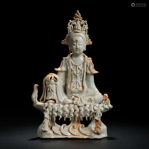 CHINESE SONG DYNASTY HUTIAN WARE GUANYIN STATUE