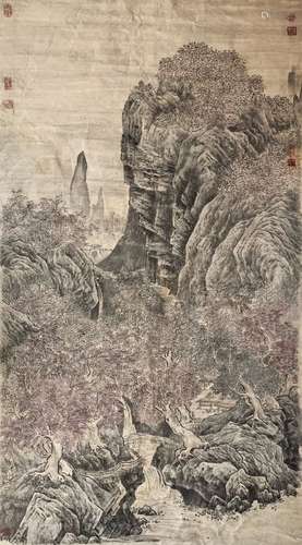 Chinese Ink Color Landscape Painting